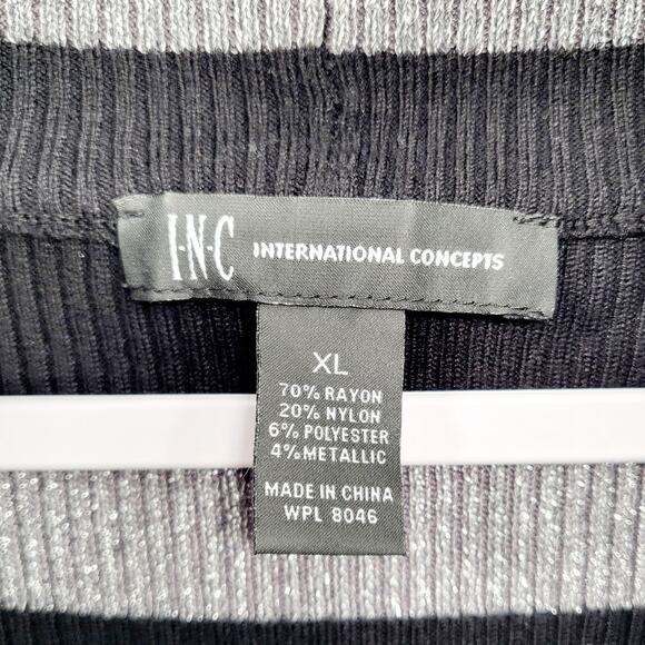 INC International Concepts Black & Silver Cowl Neck Ribbed Sweater Dress Size XL - Picture 6 of 7